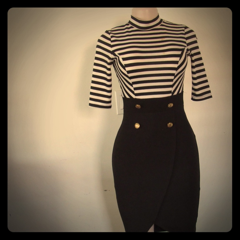 Elegant Black and White Dress